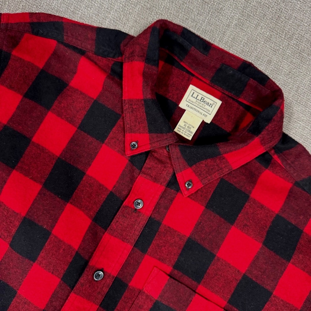 L.L.Bean Mens Flannel‎ Shirt Traditional Fit XL Cotton Buffalo Plaid Lumberjack